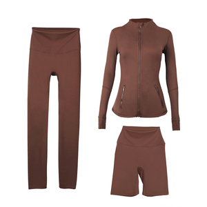 Ensemble de yoga personnalisé à séchage rapide et respirant : veste + leggings + short de cyclisme - Product Image 3