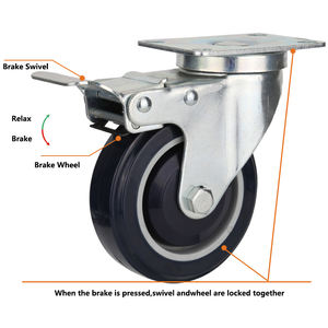 PU Industrial Aço Inoxidável Suporte Giratório Com Freio Parafuso Giratório Roda Caster - Product Image 3