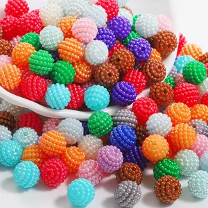 Gran oferta Multicolor 10/12/15mm cuentas redondas de perlas de acrílico Bayberry, cuentas de plástico grueso Gumball Bubblegum Bayberry Abs para Diy