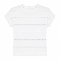 Pull en maille à manches courtes et col rond en polyester style coréen avec logo frontal pour femmes urbaines – Fournisseur Zhongyi