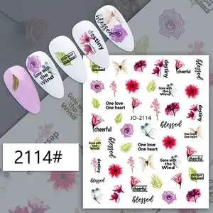 Adesivos DIY para unhas primavera verão arte charme árvores folhas flores e grama adesivos para mulheres decorações de dedos