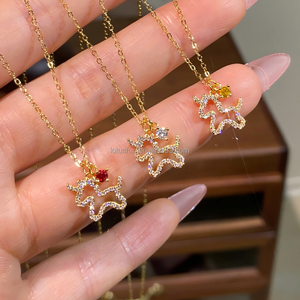 Colar com Pingente de Moissanite em Forma de Cavalo Simbólico com Corrente de Elo em Prata Esterlina 925, Design Artístico Vazado, para Presentes de Festa da Sorte - Product Image 1