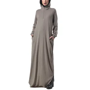 Sweat-shirt personnalisé pour femmes, caftan uni, dubaï, noir, Long, Abaya, avec poche, offre spéciale