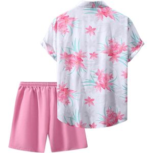 Conjunto de Camisa de Manga Corta y Pantalones Cortos con Estampado Floral para Hombre FOXA, Talla Grande, Transpirable, de Poliéster - Product Image 2