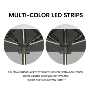 Sombrilla de Patio Plegable Moderna con LED Solar, Impermeable, para Exteriores, <span class=keywords><strong>4x4</strong></span>/5x5m, Estructura de Aluminio, Tela PA, Manivela - Product Image 4