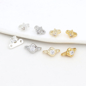 18K Gold Color Preserving Double Hole Buckle Spacer Zircon Jewelry Making Components Mixed Shapes DIY Accessories - Product Image 4