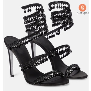 Tatones De Mujer Sexy da <span class=keywords><strong>donna</strong></span> con strass di lusso e cristallo con cinturino alla caviglia sandali taglie grandi Pour Femmes <span class=keywords><strong>scarpe</strong></span> con tacco alto - Product Image 5