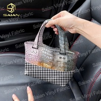 12 Warna Kulit Sintetis PU Motif Bambu Vintage Bertekstur Embos untuk Tas, Sepatu, Ikat Pinggang, Proyek DIY