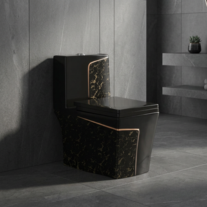 WC monobloc en céramique diamantée à double chasse, à poser au sol, pour projets d'appartements, fabriqué en Inde - Product Image 3