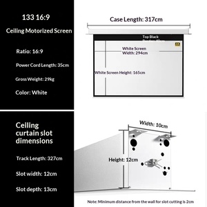 Pantalla de Proyección de 133 Pulgadas con Motor Empotrado en el Techo, con Tela de Fibra de Vidrio Gris para Disfrutar de Películas en Casa - Product Image 6