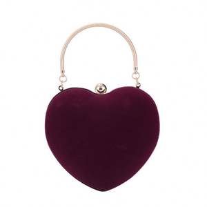 Borsa a Mano a Forma di Cuore con Strass per Donna, Pochette da Sera Dorata con Cristalli per Cerimonie - Product Image 2