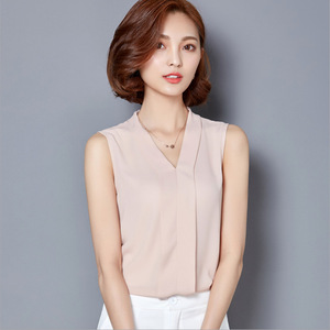 Sommer Günstige ärmellose weiße Frauen Bluse Elegante Tops V-Ausschnitt Büro Damen Casual Blusas Mujer - Product Image 4