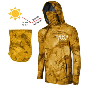 Sublimation Custom Quick Dry UPF 50+ Uv <strong>Hoodie</strong> Sun Protective Hooded Fishing <strong>T</strong> <strong>Shirt</strong> - Product Image 6