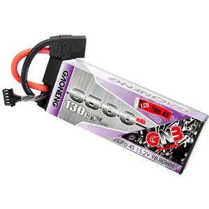 GNB GAONENG Sarung Baterai 6500MAH 4S 4S1P 15.2V 130C HV LCG Tipis 4S RC LiPo Paket Baterai dengan Kabel XT90 Wadah Keras 1:8 1/8 Mobil Truk Buggy