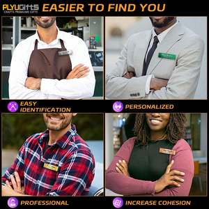 Plaque nominative rectangulaire personnalisée en acier inoxydable, logo personnalisé, découpe laser, badge magnétique, plaque nominative magnétique vierge pour uniforme - Product Image 6