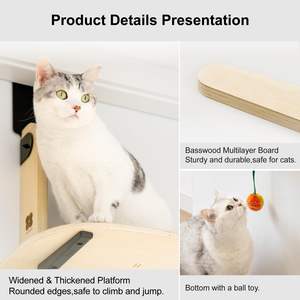 XIANGLONG mainan kucing dalam ruangan, dua lapis Modern Sisal tinggi tiang goresan interaktif dengan jejak bola kayu dan kucing untuk kucing - Product Image 4