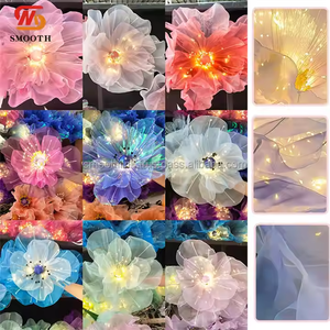 Soporte <span class=keywords><strong>de</strong></span> Flores con Luz LED, Instalación <span class=keywords><strong>de</strong></span> Arte Floral Gigante Hecha a Mano con Organza, Decoración para Bodas, Eventos y Fiestas - Product Image 4