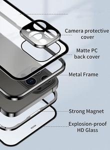 เคสโทรศัพท์กระจกนิรภัยใสสองด้านแบบแม่เหล็กสำหรับ iPhone 17 16 15 14 ฝาครอบกระจกใสป้องกันความเป็นส่วน<span class=keywords><strong>ต</strong></span>ัวพร้อมตัวล็อคแบบแม่เหล็ก - Product Image 5