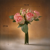 Bouquet de roses artificielles en soie de 27 cm pour l'automne, arrangement floral d'automne pour la décoration intérieure – Vente en gros