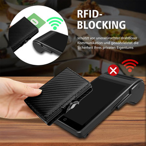 Portefeuille pour hommes d'affaires avec double porte-cartes, en fibre de carbone, fonction de blocage RFID pour protéger les cartes de crédit - Product Image 4