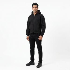 Heavyweight 400GSM Boxy Cropped Sudadera con capucha Oversized Solid Basic Streetwear Casual French Pullover Mujeres Hombres Sudaderas con capucha - Product Image 1