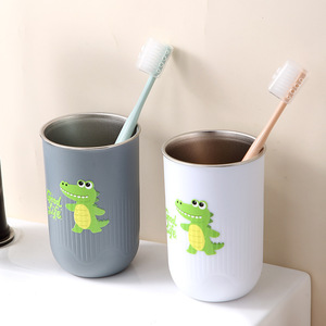 Gobelet à eau en acier inoxydable 304 à motif ondulé, design cartoon de haute qualité, anti-chute, pour enfants, pour l'eau et la brosse à dents - Product Image 3