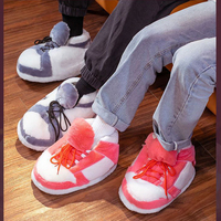 Chaussons d'intérieur chauds en coton pour la maison, pantoufles douces en peluche, style baskets, pour l'hiver (vente en gros)