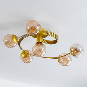 Plafonnier nordique de luxe Starlight, 80cm, design à 6 lumières, abat-jour en verre dépoli, finition dorée, éclairage romantique pour chambre à coucher et salon - Product Image 2