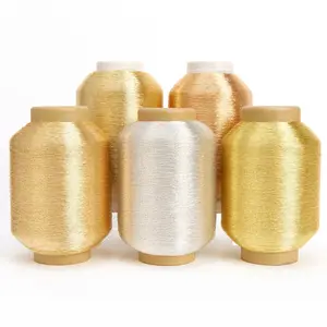 ST Type Gold Polyester Metallic Weaving Yarn Gold MX Type Metallic Yarn 75D Soft Metallised yarn