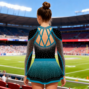 Uniformes <span class=keywords><strong>de</strong></span> cheerleading sur mesure, col halter, noir, pour adultes, <span class=keywords><strong>tenue</strong></span> <span class=keywords><strong>de</strong></span> cheerleader personnalisée pour femmes et filles - Product Image 3