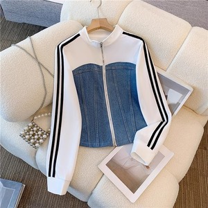 Completi <span class=keywords><strong>Eleganti</strong></span> da <span class=keywords><strong>Donna</strong></span> Autunnali con Top e Pantaloni Aderenti in Denim Patchwork <span class=keywords><strong>Abbigliamento</strong></span> all'Ingrosso - Product Image 4