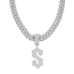 Collar de Hombre Estilo Hip Hop, Cadena Cubana con Diamantes, Colgante con Letra S, Accesorios de Moda Geométricos - Product Image 2