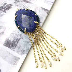 Wholesale 2023 trendy design fashion natural stone tassels charms jewelry pendants for necklace