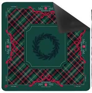 Tapis de mahjong en néoprène Evergreen & Tartan |   Fêtes avec des nœuds en ruban rouge |   Décoration de table de jeu de Noël à carreaux - Product Image 1