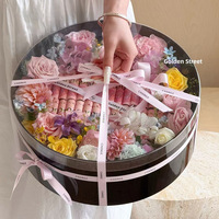 Grande boîte transparente en PET recyclable, impression par estampage, bouquets de fleurs, emballage cadeau pour fruits de fête, fournitures pour fleuristes éternels