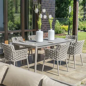 阿里巴巴户外庭院花园阳台餐厅家具套装铝框绳椅户外花园桌椅套装