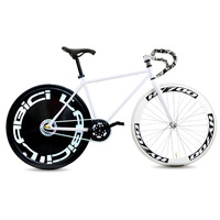 Vélo de route à pignon fixe en acier à haute teneur en carbone, roues intégrées à trois rayons de 26 pouces, pneus gonflables solides, pour adulte, course urbaine, frein à disque
