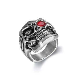 Bijou en acier inoxydable pour hommes, anneau de haute qualité, Style Punk, yeux rouges, crâne de <span class=keywords><strong>diamant</strong></span>, vente en gros - Product Image 1