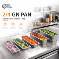 Conteneur de restauration en acier inoxydable pour hôtel, restaurant, buffet, usage commercial, bac alimentaire 2/4 GN