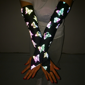 Kadın yanardöner yansıtıcı baskılı naylon spandex elastik dekoratif güneş koruyucu güneş koruyucu kolluk sleevelet kol kollu - Product Image 2