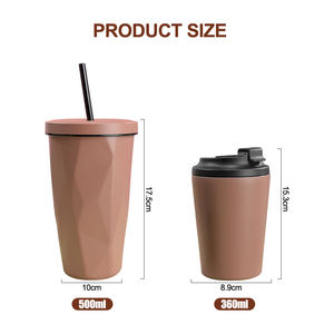 Gobelet mode isolé en acier inoxydable de 500ml avec paille et <span class=keywords><strong>tasse</strong></span> à café en acier inoxydable à double paroi sous vide de 12oz - Product Image 5