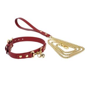 BDSM Leder-Bondage Fetisch Verstellbares Halsband Leine SM Erotik-Set Fesseln Glocken-Choker Trainings-Flirt-Requisiten Hals-Sexspielzeug - Product Image 5