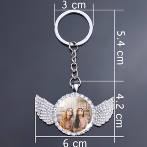 Portachiavi Personalizzato con <span class=keywords><strong>Foto</strong></span> Privata, Design con Ali in Strass, Anello Portachiavi Personalizzato, Logo Personalizzato, Regalo Promozionale - Product Image 6