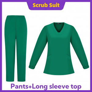 Women's Scrub Set Long Sleeve Two Piece Knitted Polyester Moisture Wicking Hospital Uniforms Split Set S XXL - Product Image 3