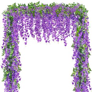 ดอกวิสทีเรียประดิษฐ์สีม่วง พวงดอกไม้ตกแต่งสำหรับตกแต่งซุ้มงานแต่งงานทั้งในร่มและกลางแจ้ง - Product Image 1