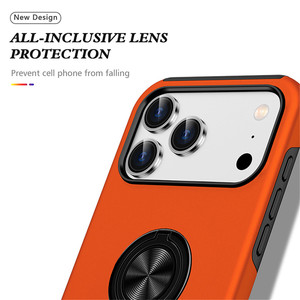 Funda Híbrida 2 en 1 Naranja Resistente a Impactos para <span class=keywords><strong>iPhone</strong></span> 17 16 15 <span class=keywords><strong>14</strong></span> <span class=keywords><strong>Pro</strong></span> Max, TPU y PC, con Anillo Giratorio de 360° - Product Image 6