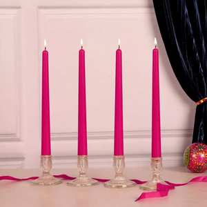 Ramadan Elegant Pink Paraffin Soy Wax <b>Taper</b> <b>Candle</b> Set Smokeless Handmade for Ramadan Easter Celebrations Weddings Prayer - Product Image 1