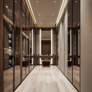 Almacenamiento de ropa de aluminio para armario portátil cajas de vidrio 6 puertas pareja gabinete tela almirah <span class=keywords><strong>en</strong></span> la pared <span class=keywords><strong>guarda</strong></span> roupa Casal - Product Image 2