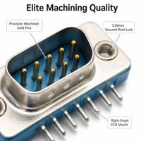 Connecteur D-SUB DB9 9 broches mâle/femelle coudé à 90 degrés pour câblage de boîtier industriel compact pour circuits imprimés haute densité