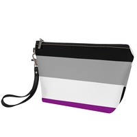 Pochette de maquillage personnalisée en similicuir PU à fermeture éclair, thème arc-en-ciel gay assexuel, pour les vacances à l'étranger et le rangement de cosmétiques à domicile